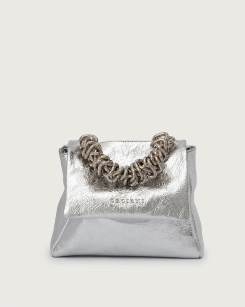 Borsa in pelle Donna B02019 METAL Argento