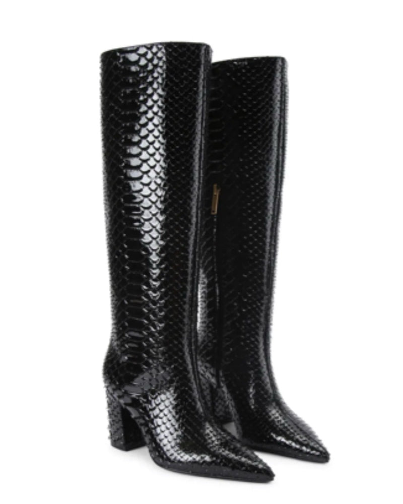 225-REGENT POINT KNEE BOOT-BLACK-SNAKE PRINT-659