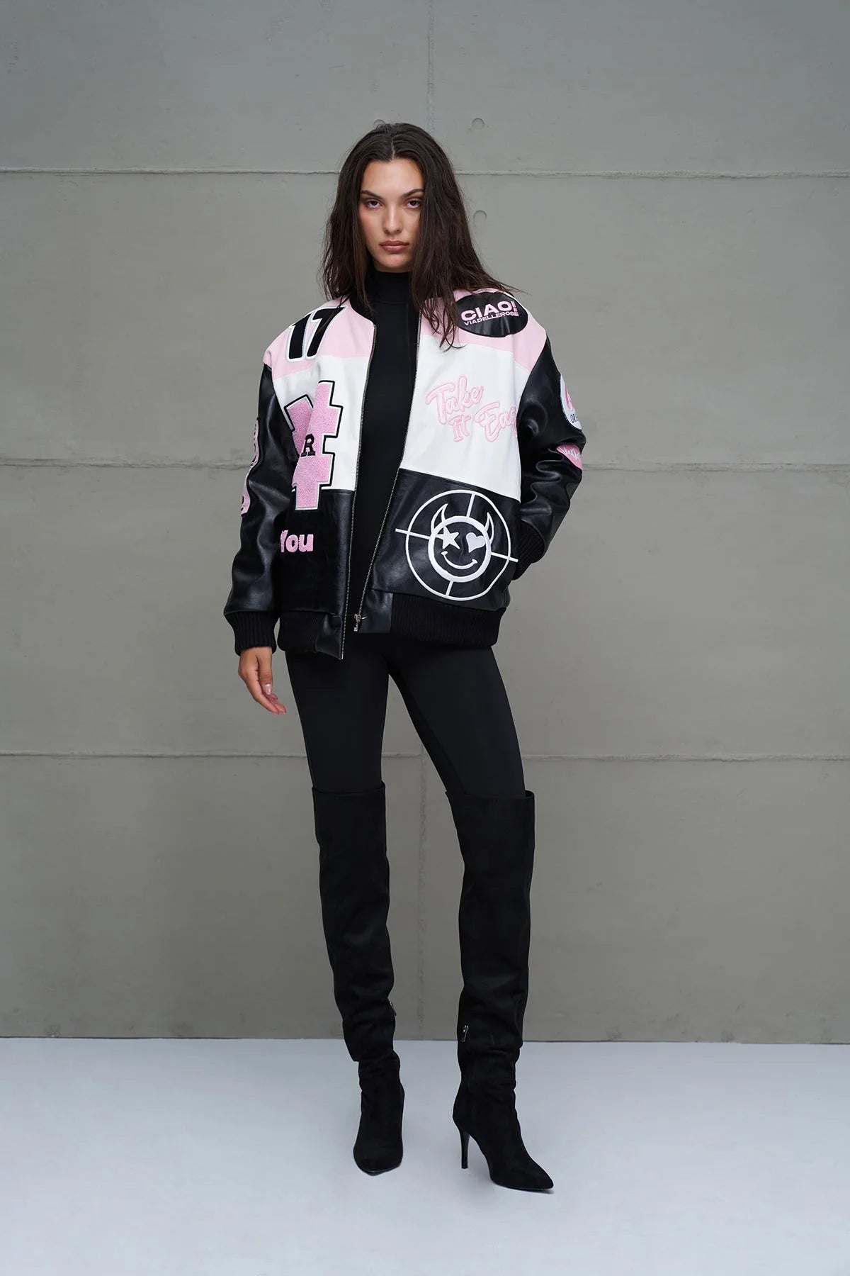 Bomber Donna VW26-18235 Black/Pink/White