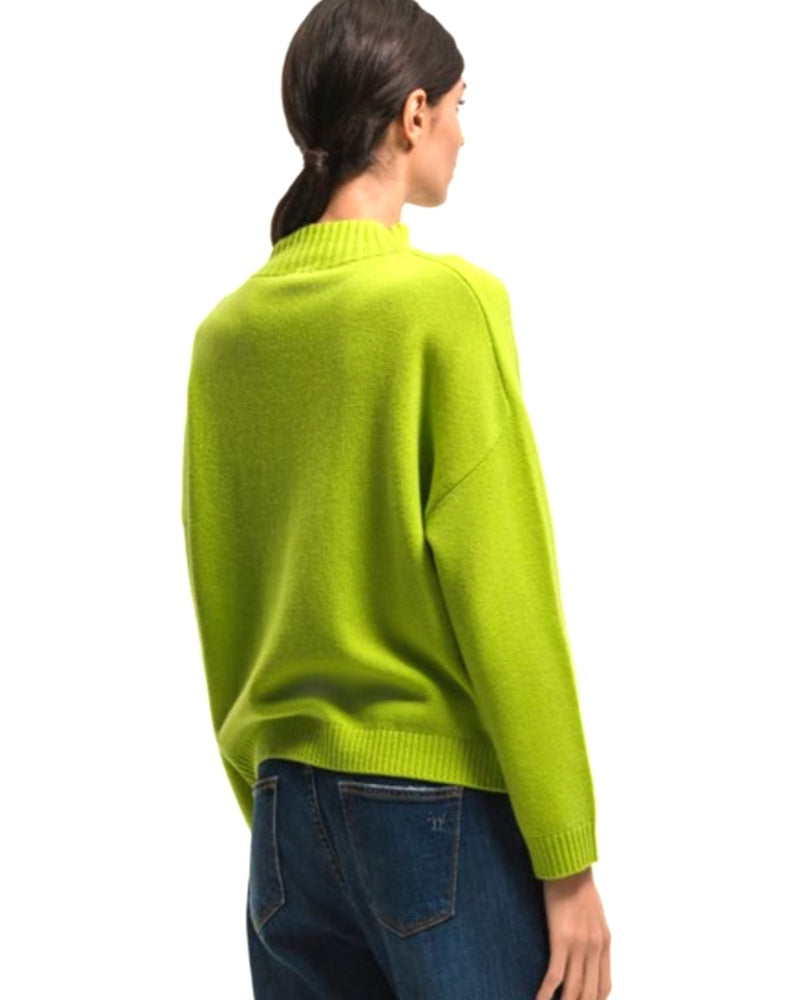 Woman Crew Neck Fringes Sweater MS34 0004 Green Appl