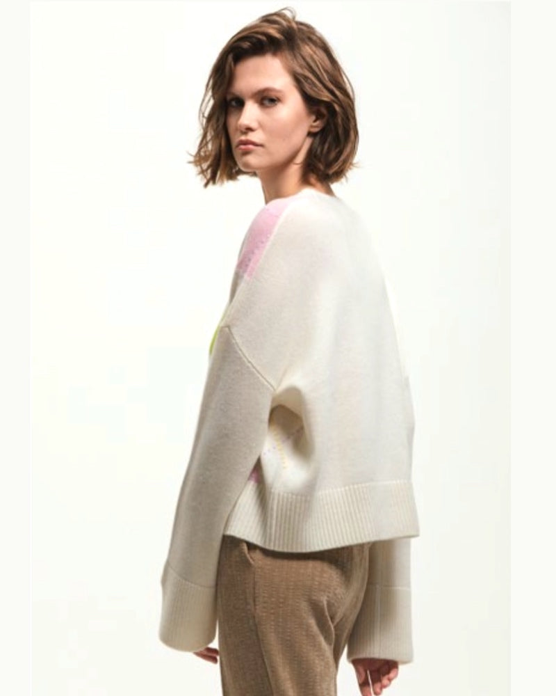 Woman Crew Neck Sweater MS38 0008 Rumble White