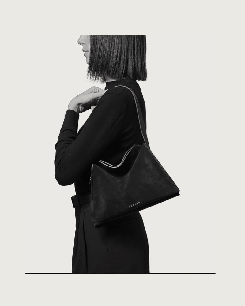 B02230 - BORSA TRINITY LAGOON SMALL A SPALLA IN PELLE Nero