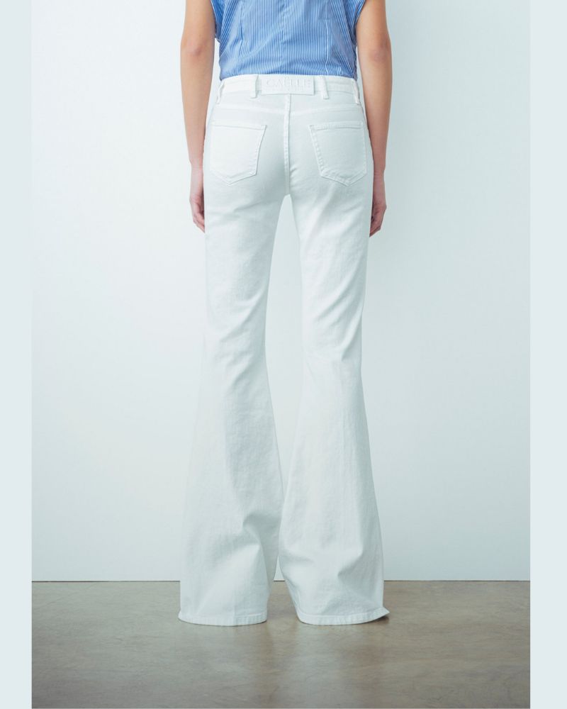 Pantalone Donna GAABW00326 a zampa in denim Bianco