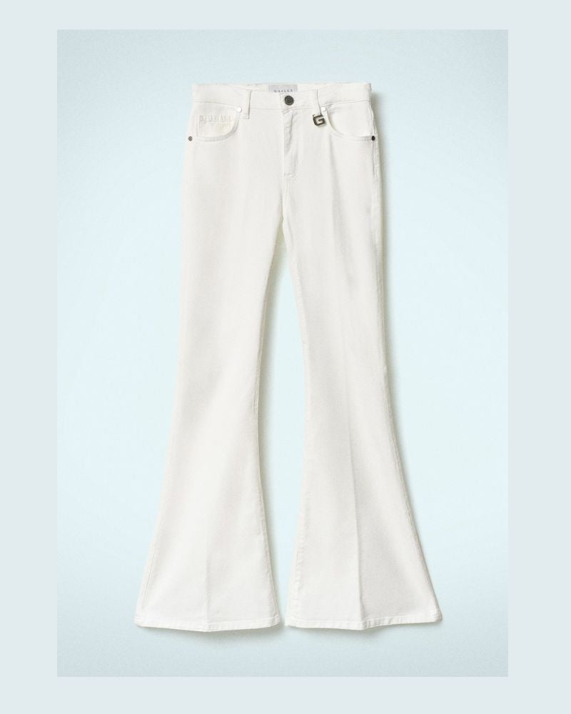 Pantalone Donna GAABW00326 a zampa in denim Bianco