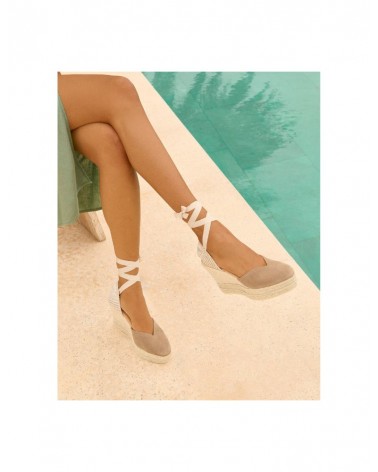 Manebi W 1.9 WH hamptons heart-shaped wedge espadrilles soft suede vintage taupe