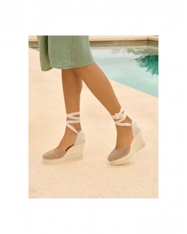 Manebi W 1.9 WH hamptons heart-shaped wedge espadrilles soft suede vintage taupe