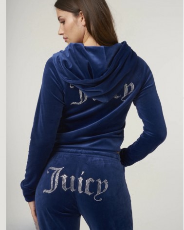 Juicy Couture Women's Madison Hoodies Clas VIJH70194WPFJ65 Vel Polyester/Elast Blue Depths