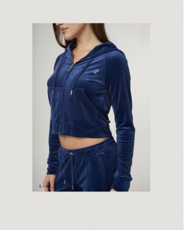 Juicy Couture Women's Madison Hoodies Clas VIJH70194WPFJ65 Vel Polyester/Elast Blue Depths