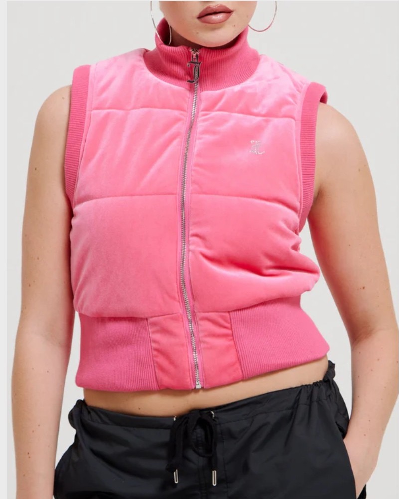 Juicy Couture Women's Thunder Velour 00S Gilet VIJH80456WPFJB3 Polyest/Elast Hot Pink