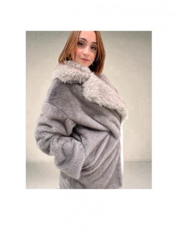 Sur Toi MARA MAX FUR CAPPOTTO IN VOLTAIRE CON COLLO IN ARYA COLORE GRIGIO