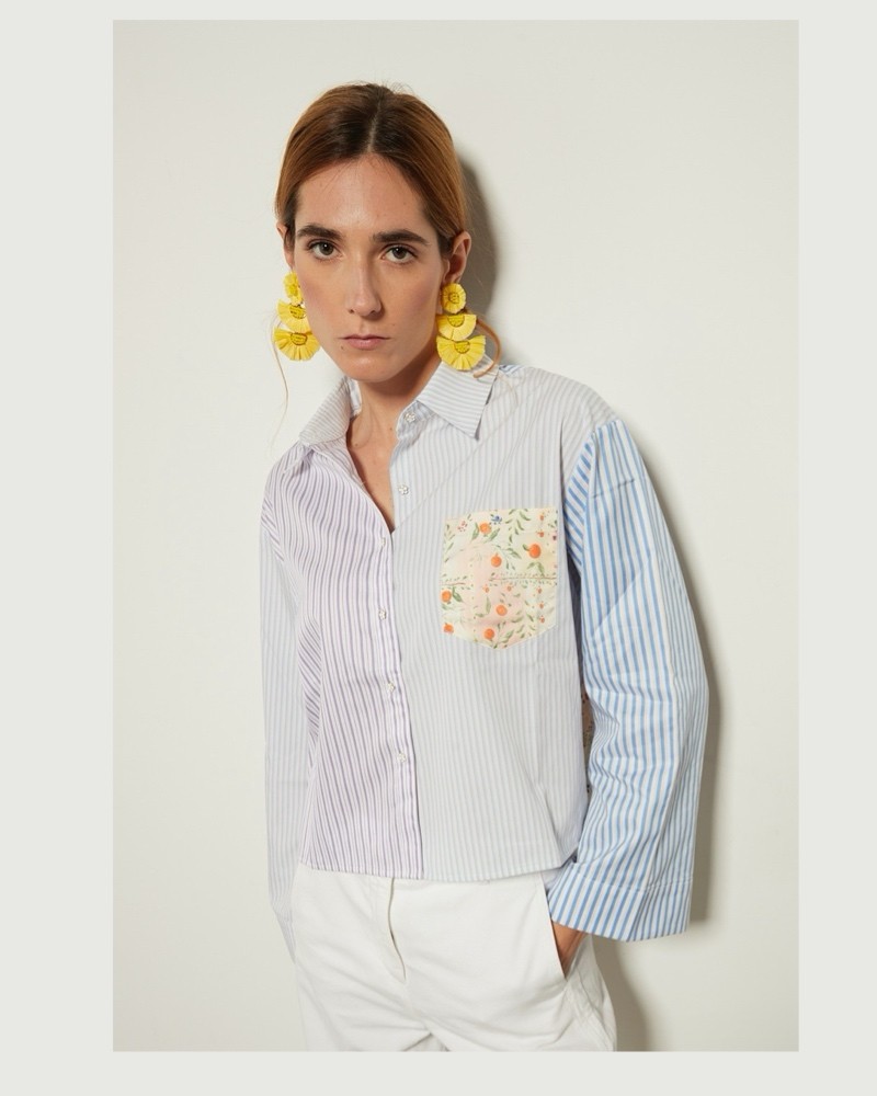 Since're Paris Woman Shirt SC17 0035 Multicolor Light Blue