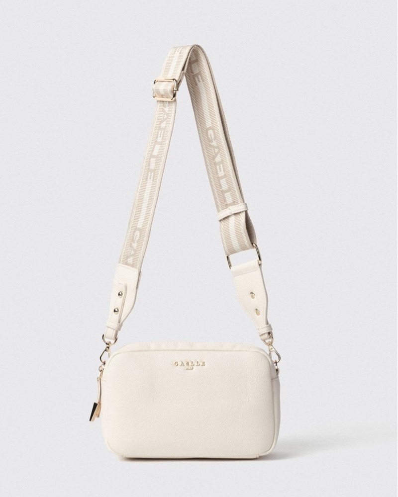 Gaelle Paris REG CAMERABAG CON LOGO IN METALLO E TRACOLLA JACQUARD GAACW02213 Bianco