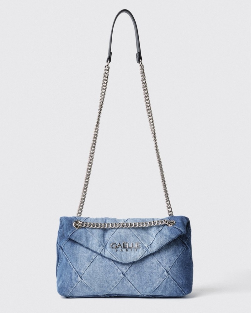 Gaelle Paris REG SHOULDER STRAP DENIM A ROMBI APPL METAL LOGO GAACW02164 Denim LIght Blue