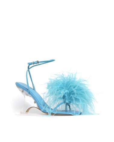 Jeffrey Campbell Sandalo Flirt-Alot Blue Clear Cow Leather