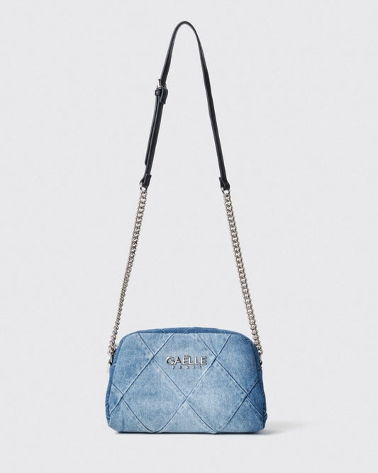 REG CAMERA BAG DENIM A ROMBI APPLICAZIONE METAL LOGO GAACW02162 Denim LIght Blue