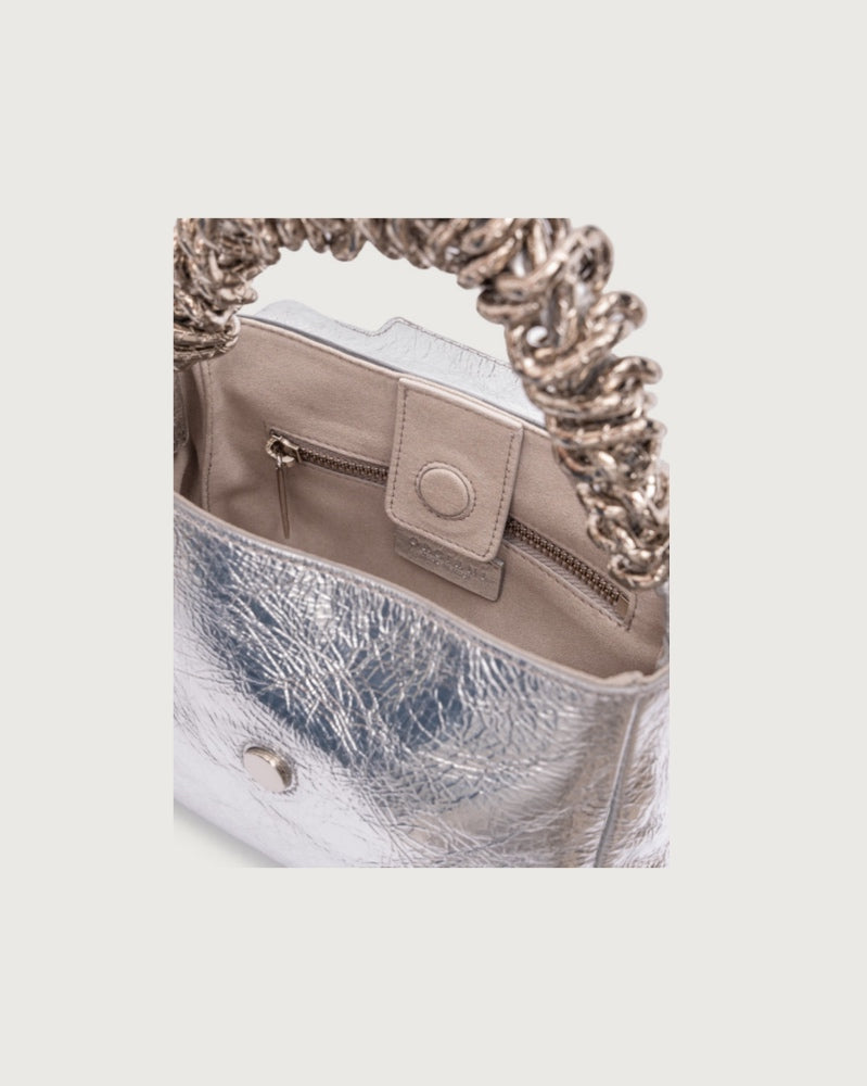 Borsa in pelle Donna B02019 METAL Argento