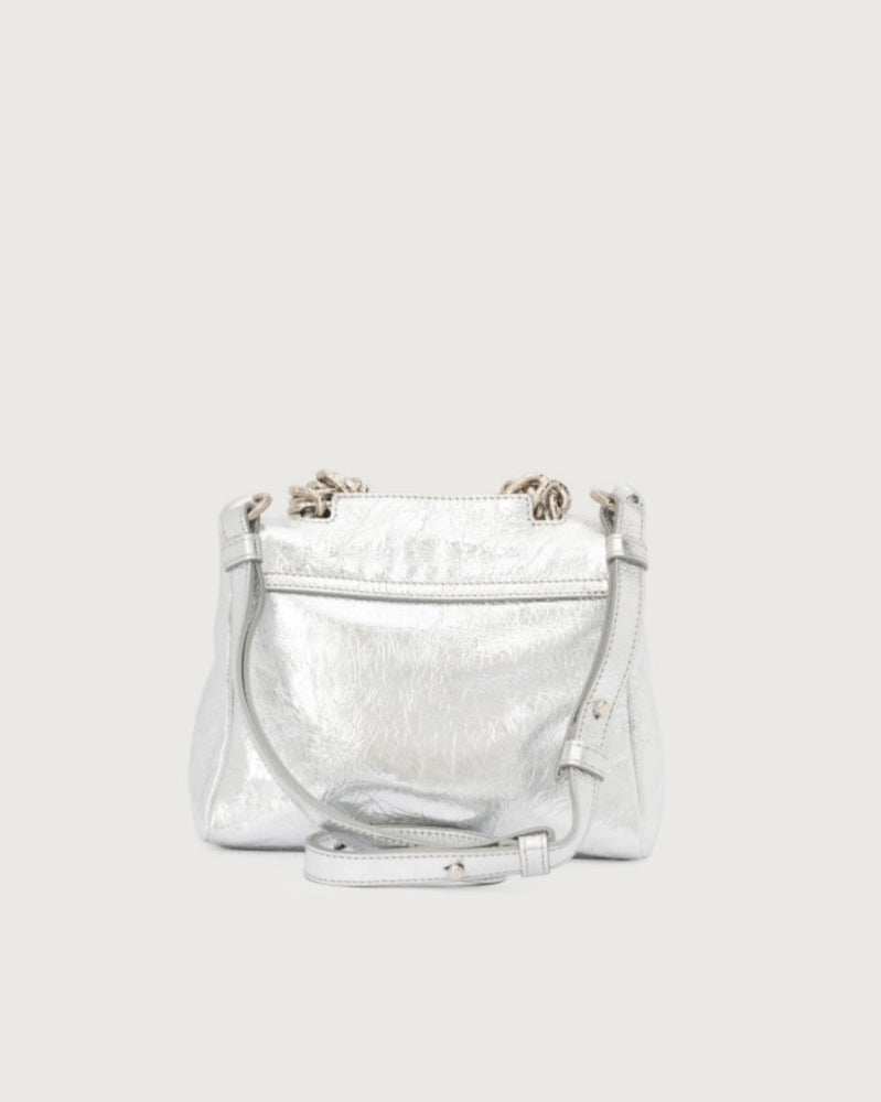 Borsa in pelle Donna B02019 METAL Argento