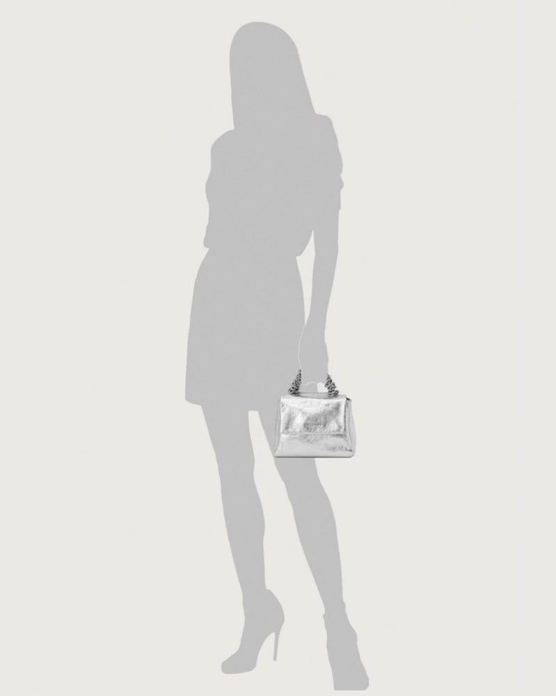 Borsa in pelle Donna B02019 METAL Argento