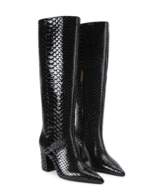 225-REGENT POINT KNEE BOOT-BLACK-SNAKE PRINT-659