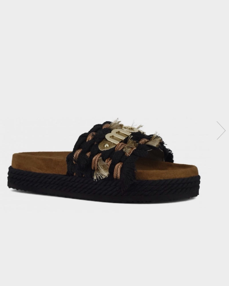 Women's Monoband rope sandal fringes MU.SW451008K Black