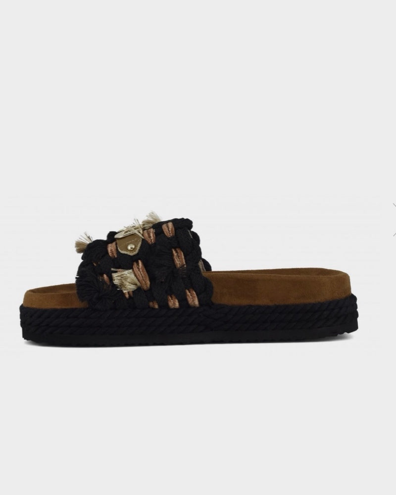 Women's Monoband rope sandal fringes MU.SW451008K Black