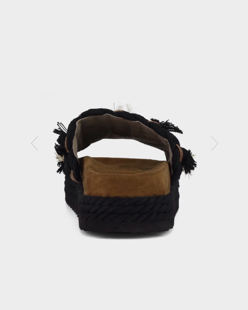 Women's Monoband rope sandal fringes MU.SW451008K Black