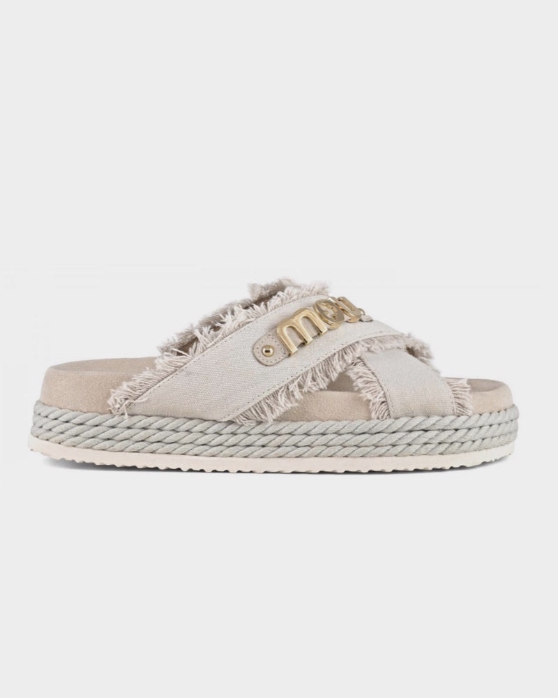 Women's Criss-cross rope sandal recycled canvas MU.SW451005K Beige