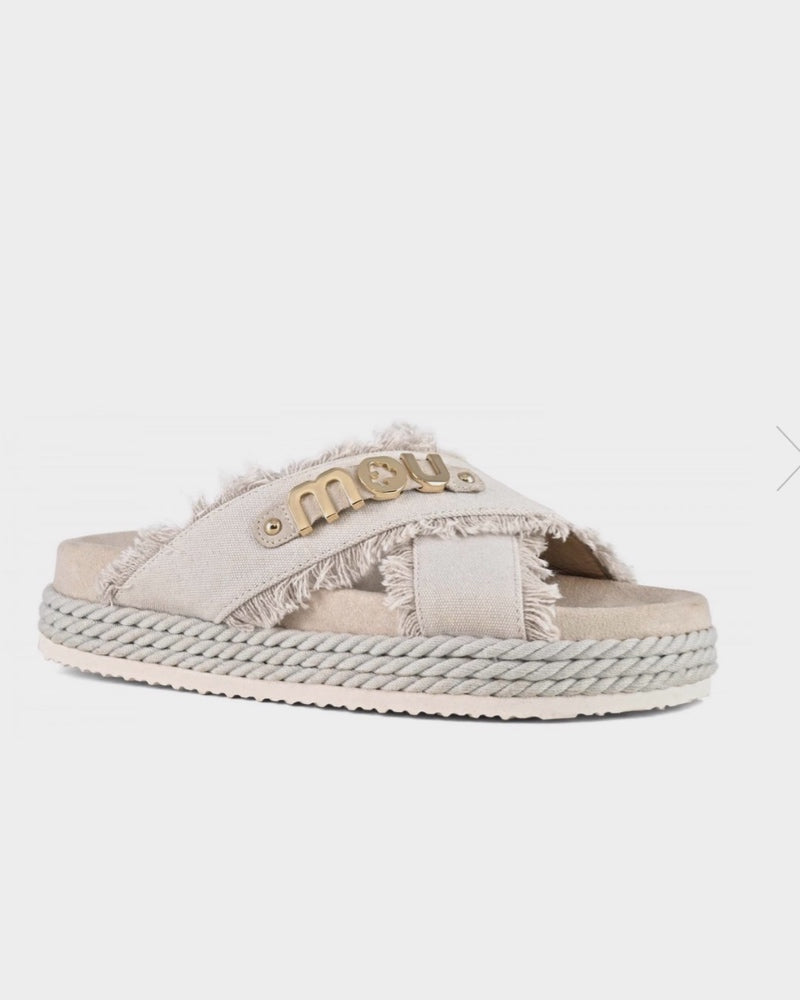 Women's Criss-cross rope sandal recycled canvas MU.SW451005K Beige