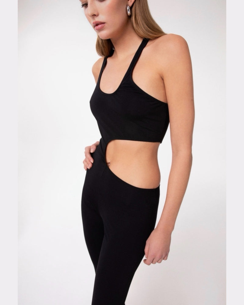 TUTA A ZAMPA CON APERTURE IN PUNTO MILANO GAABW09948 Nero