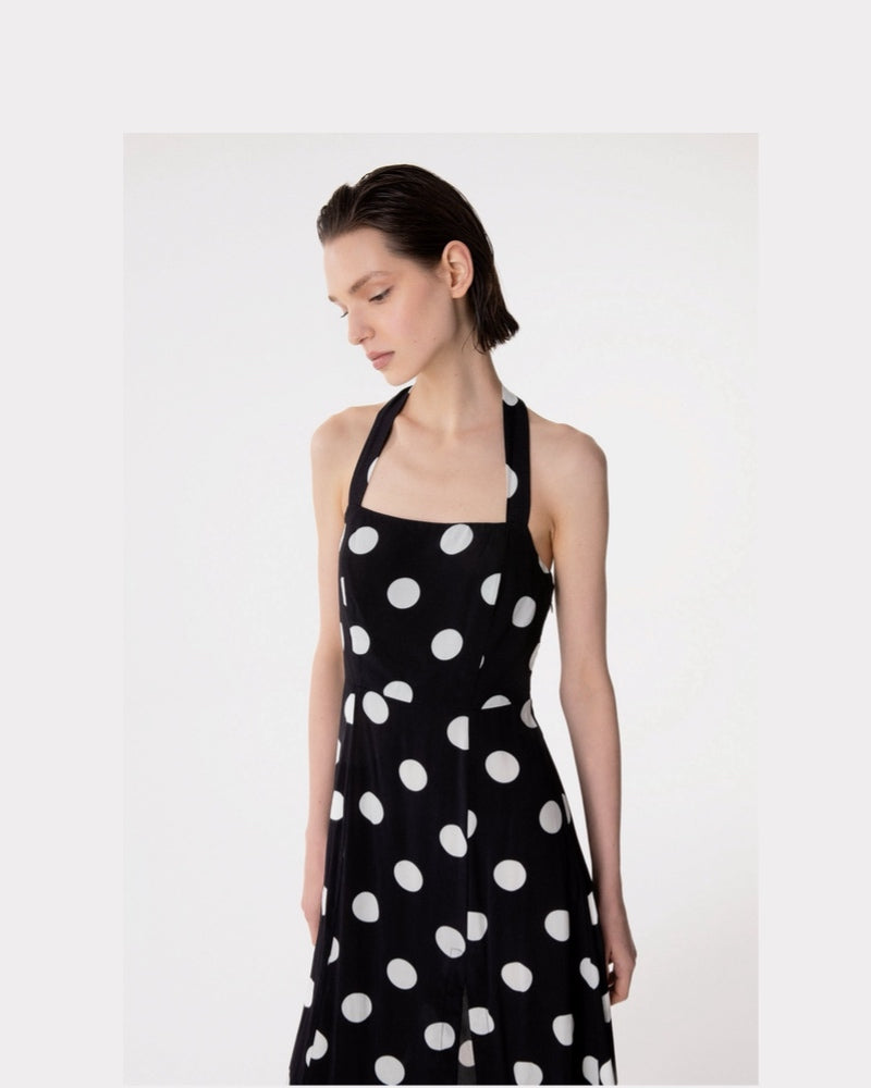 PAULA - ABITO MIDI CON SCOLLO SQUADRATO E SPACCO LATERALE