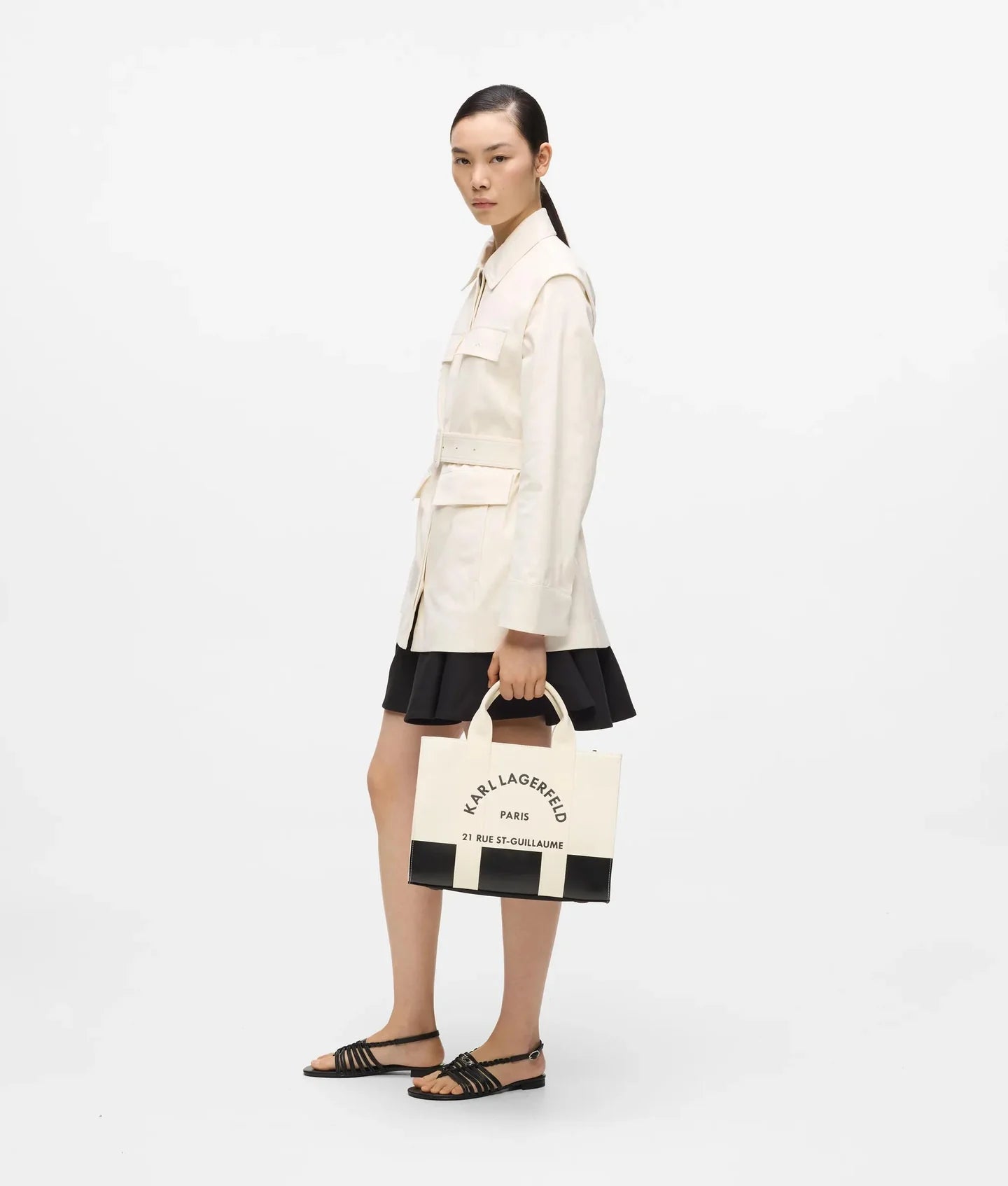 Borsa k/rsg square medium tote Donna A3W50025.NN White/Black