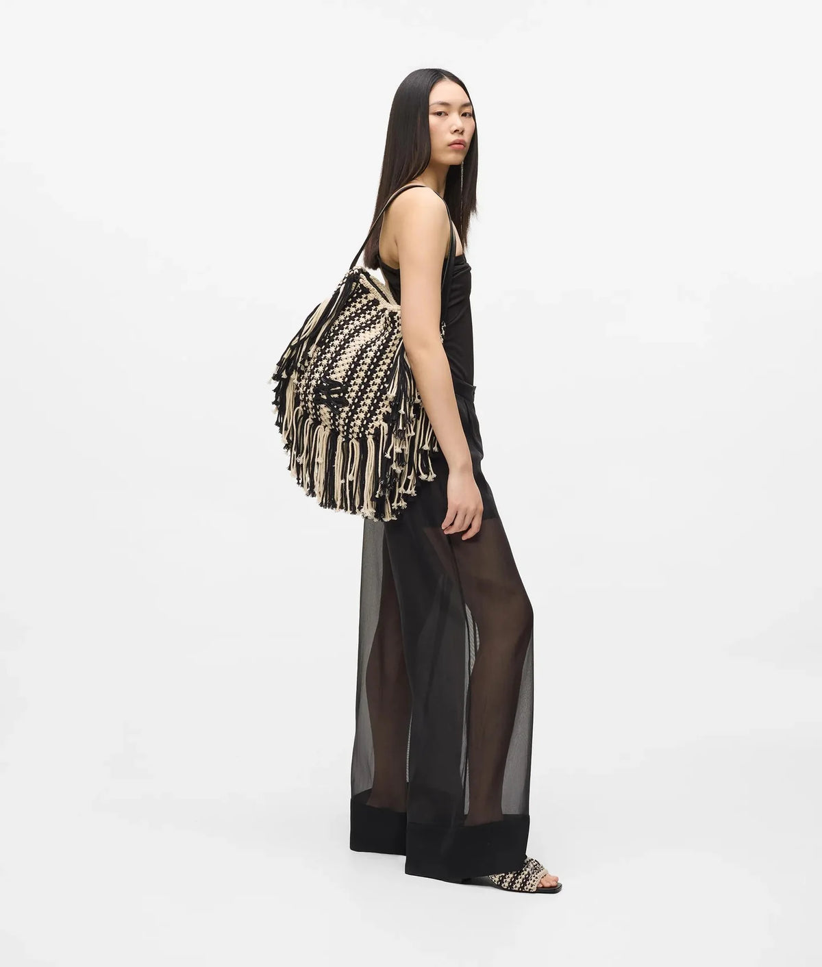 Borsa k/autograph patch shb fringe Donna B2W30044 Black/White