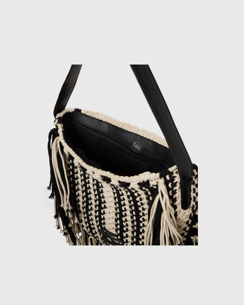 Borsa k/autograph patch shb fringe Donna B2W30044 Black/White