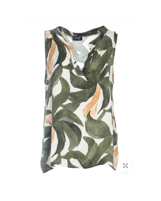 Top coreano stampato 4TG 492-CAM26501 Green Flower