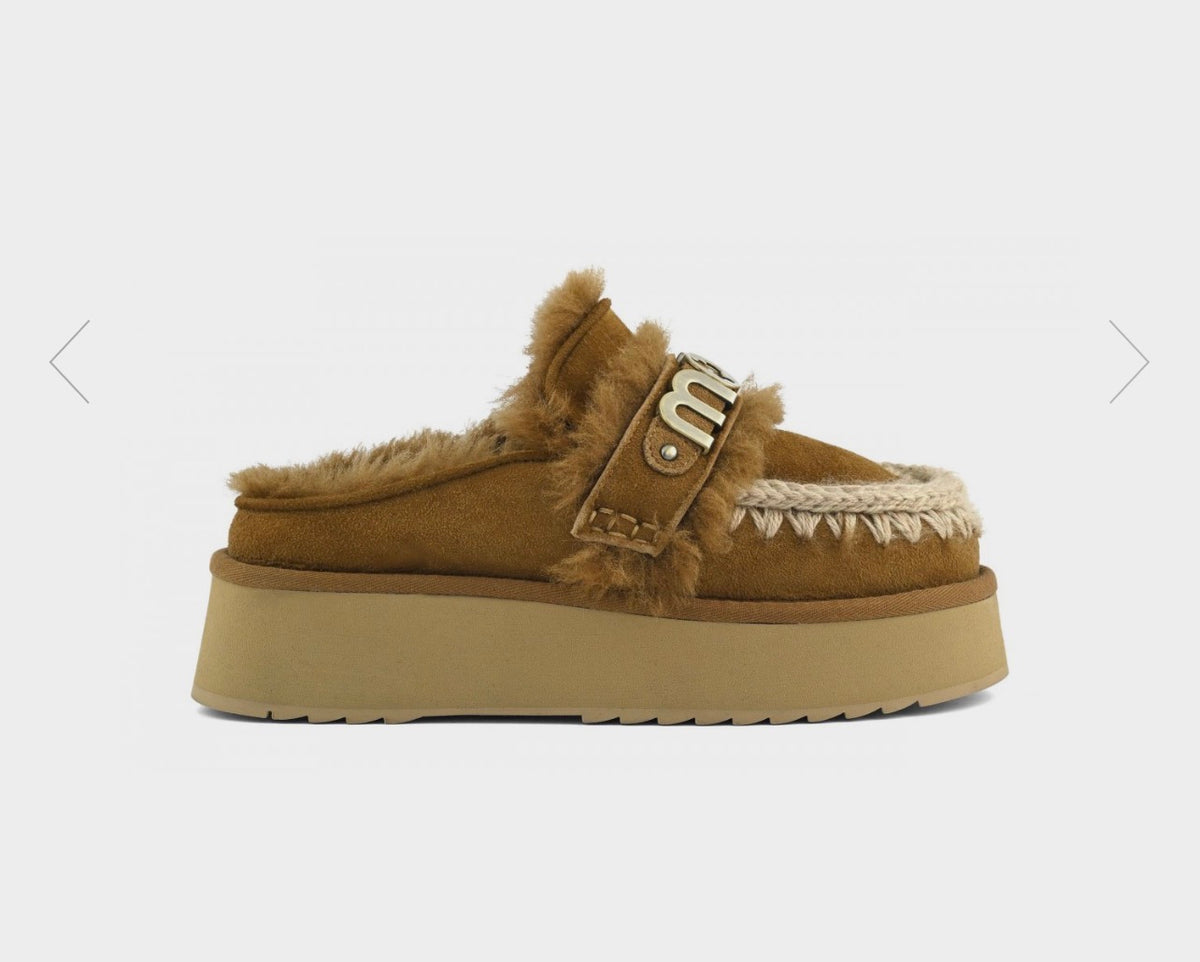 Platform clog - letter logo MU.FW681006A Cognac