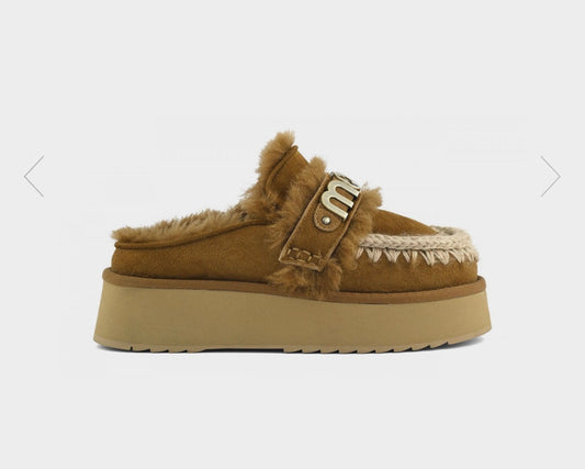 Platform clog - letter logo MU.FW681006A Cognac