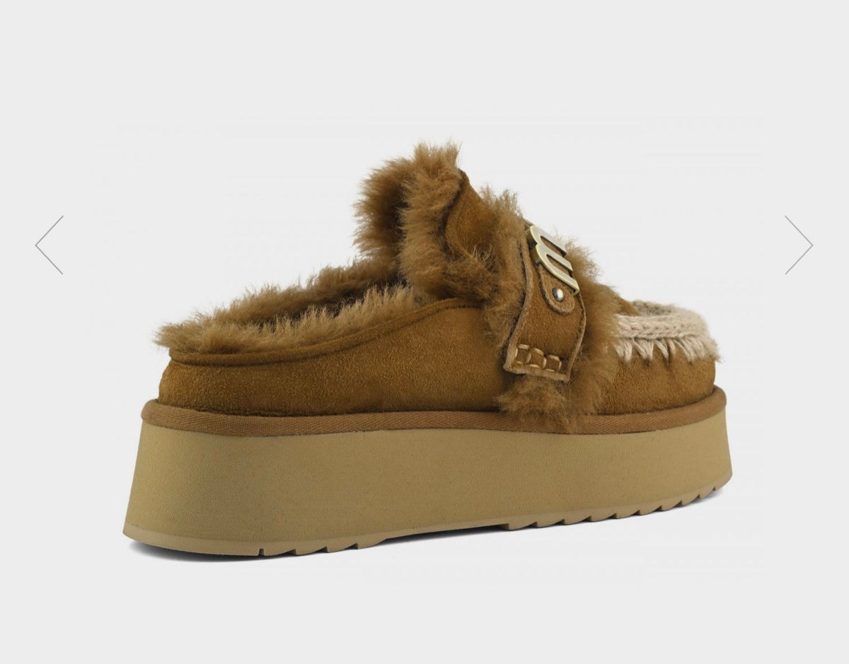 Platform clog - letter logo MU.FW681006A Cognac