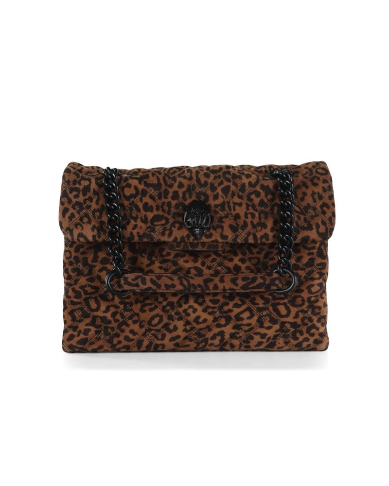 LEATHER KENSINGTON BAG-BROWN/OTH- SUEDE/OTHER PRINT-188-D2