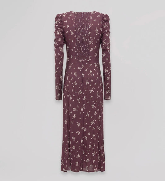 MMABW01792 ABITO MIDI CON ARRICCIATURA LATERALE E BOTTONCINI rose Bordeaux