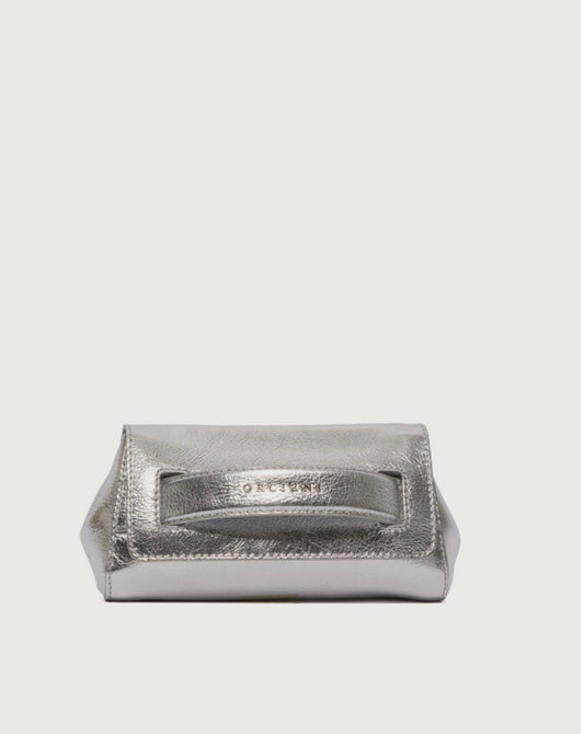 B02169 - CLUTCH GOSSIP METAL IN PELLE Argento