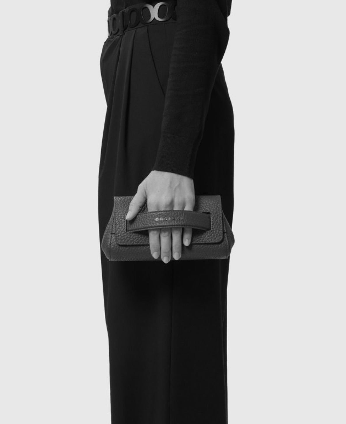 B02169 - CLUTCH GOSSIP METAL IN PELLE Argento