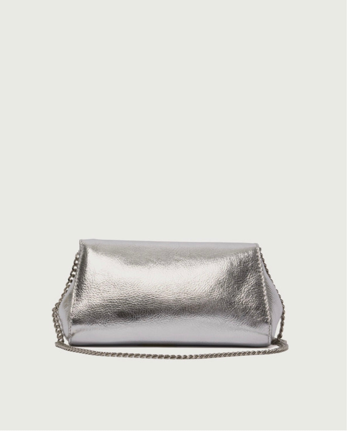 B02169 - CLUTCH GOSSIP METAL IN PELLE Argento