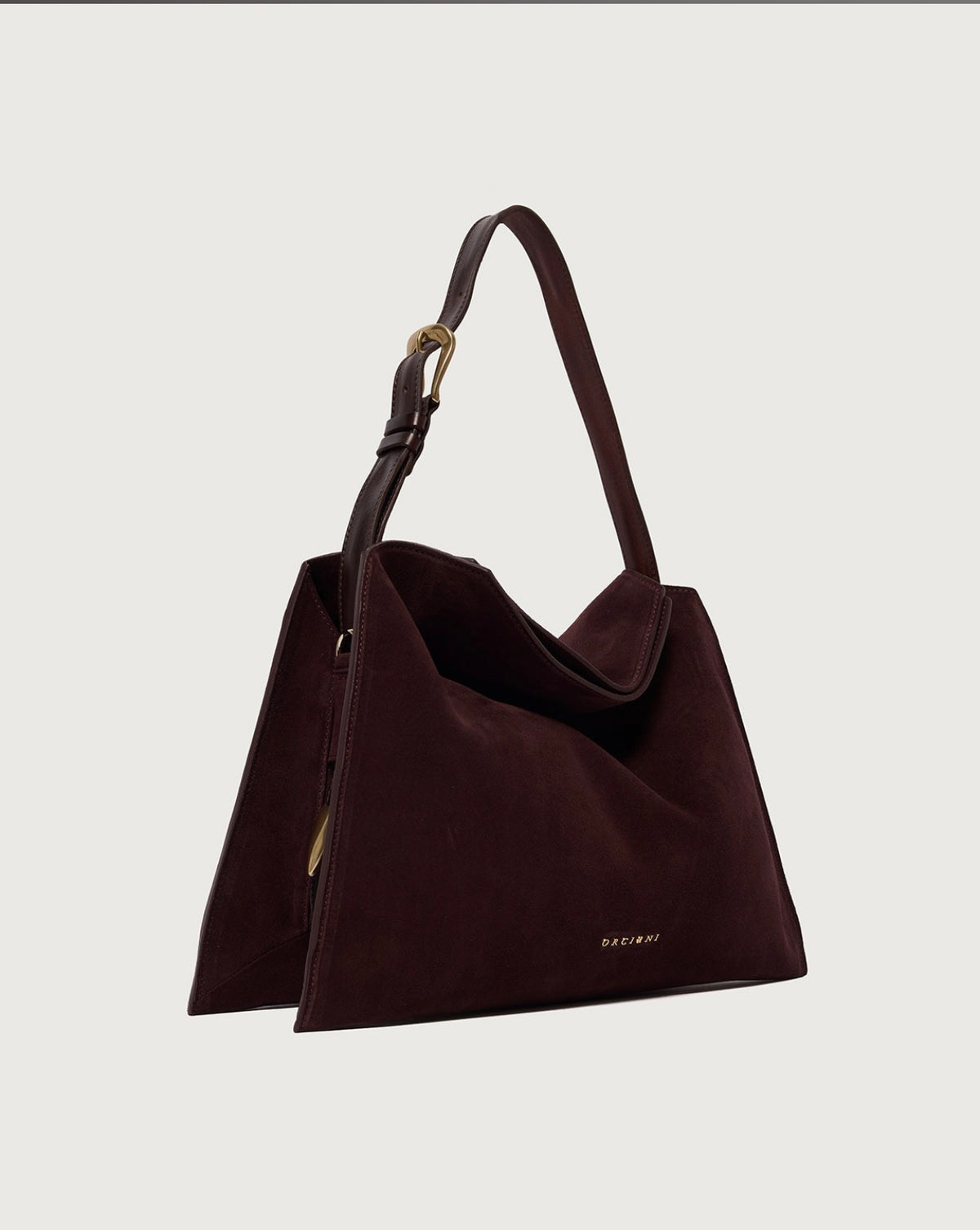 B02230 - BORSA TRINITY PEACH ORO SMALL A SPALLA IN SUEDE E CUOIO Burgundy