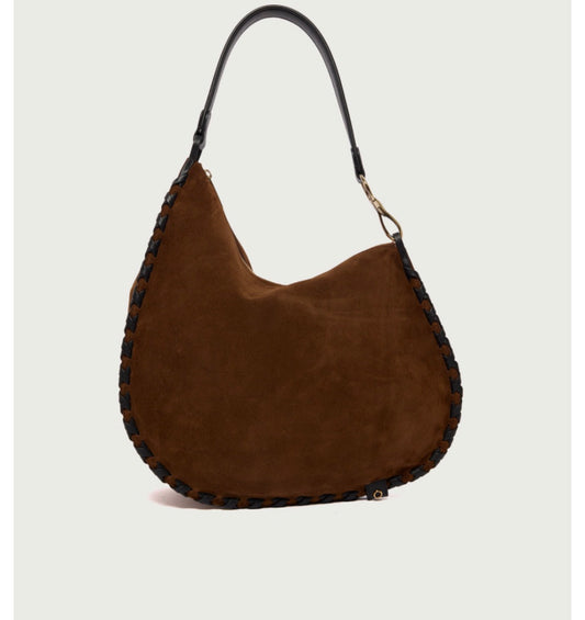 B02248 - BORSA CHAOS PEACH CROSS MIDI A SPALLA IN SUEDE CON TRACOLLA Tabacco