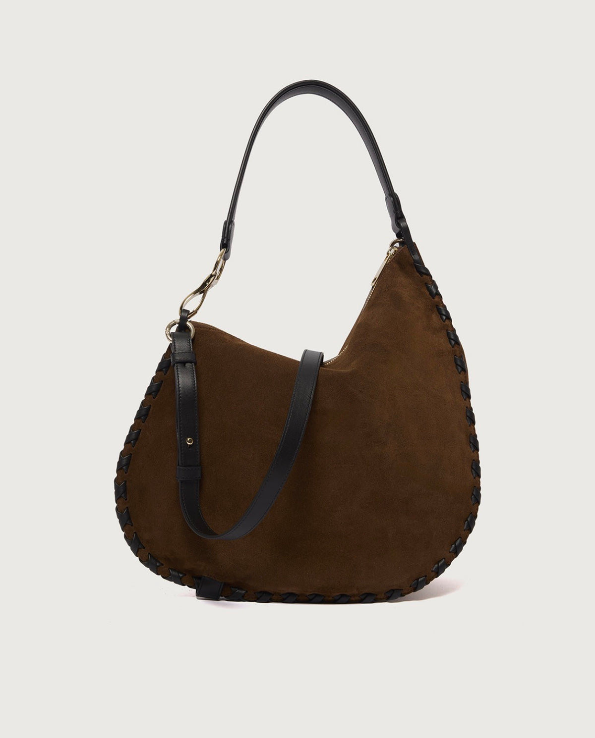 B02248 - BORSA CHAOS PEACH CROSS MIDI A SPALLA IN SUEDE CON TRACOLLA Tabacco
