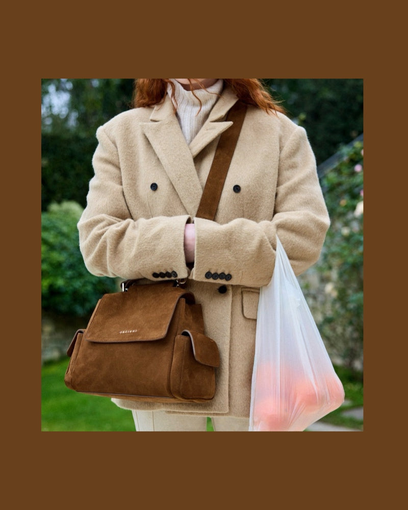 BP1999 - BORSA SVEVA PEACH CARGO SMALL A MANO IN SUEDE CON TRACOLLA Tabacco