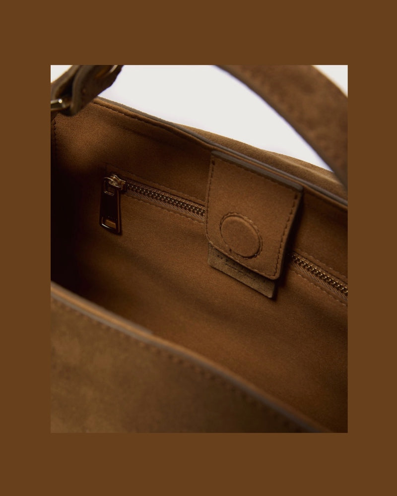 BP1999 - BORSA SVEVA PEACH CARGO SMALL A MANO IN SUEDE CON TRACOLLA Tabacco