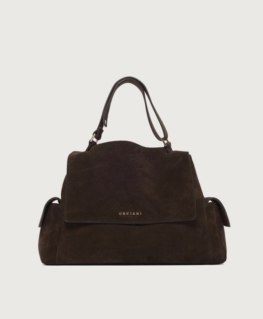 BP1999 - BORSA SVEVA PEACH CARGO SMALL A MANO IN SUEDE CON TRACOLLA T. moro